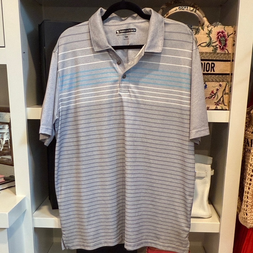Pebble Beach dry-luxe Striped Polo Shirt